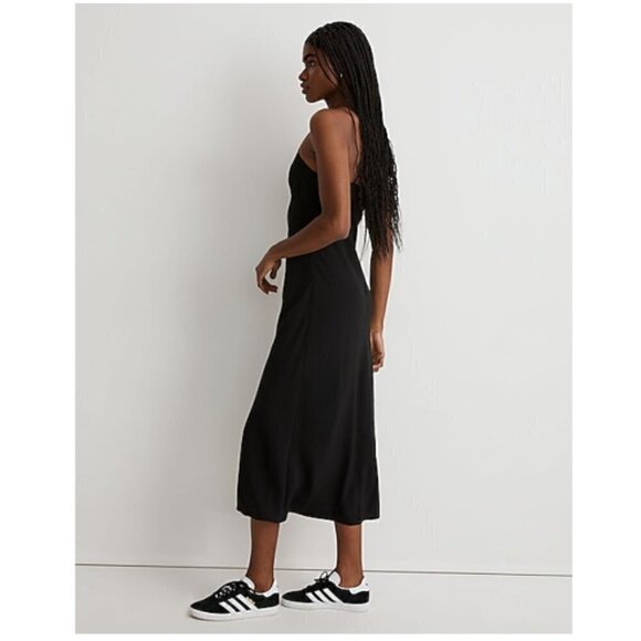 Madewell Layton V-Neck Lightweight Midi Slip Dress Black Size 14/XL NWT - Picture 3 of 12
